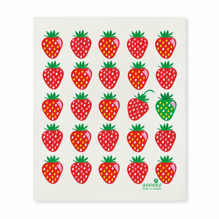 Anneko Strawberry Tea Towel Linen & Dishcloth Gift Set