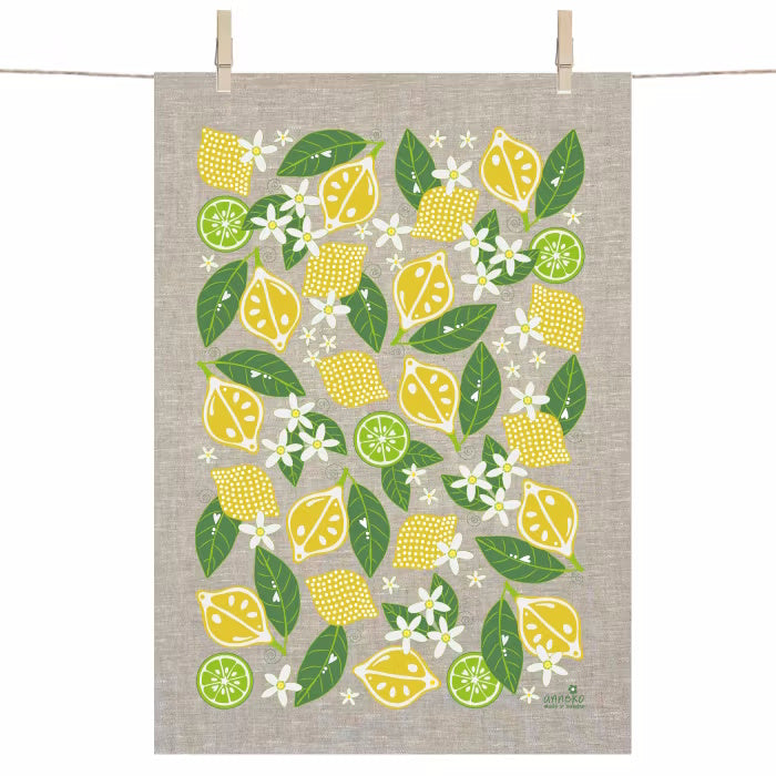 Anneko Citrus Tea Towel Linen & Dishcloth Gift Set