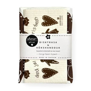 Anneko Gingerbread Tea Towel & Dishcloth Gift Set