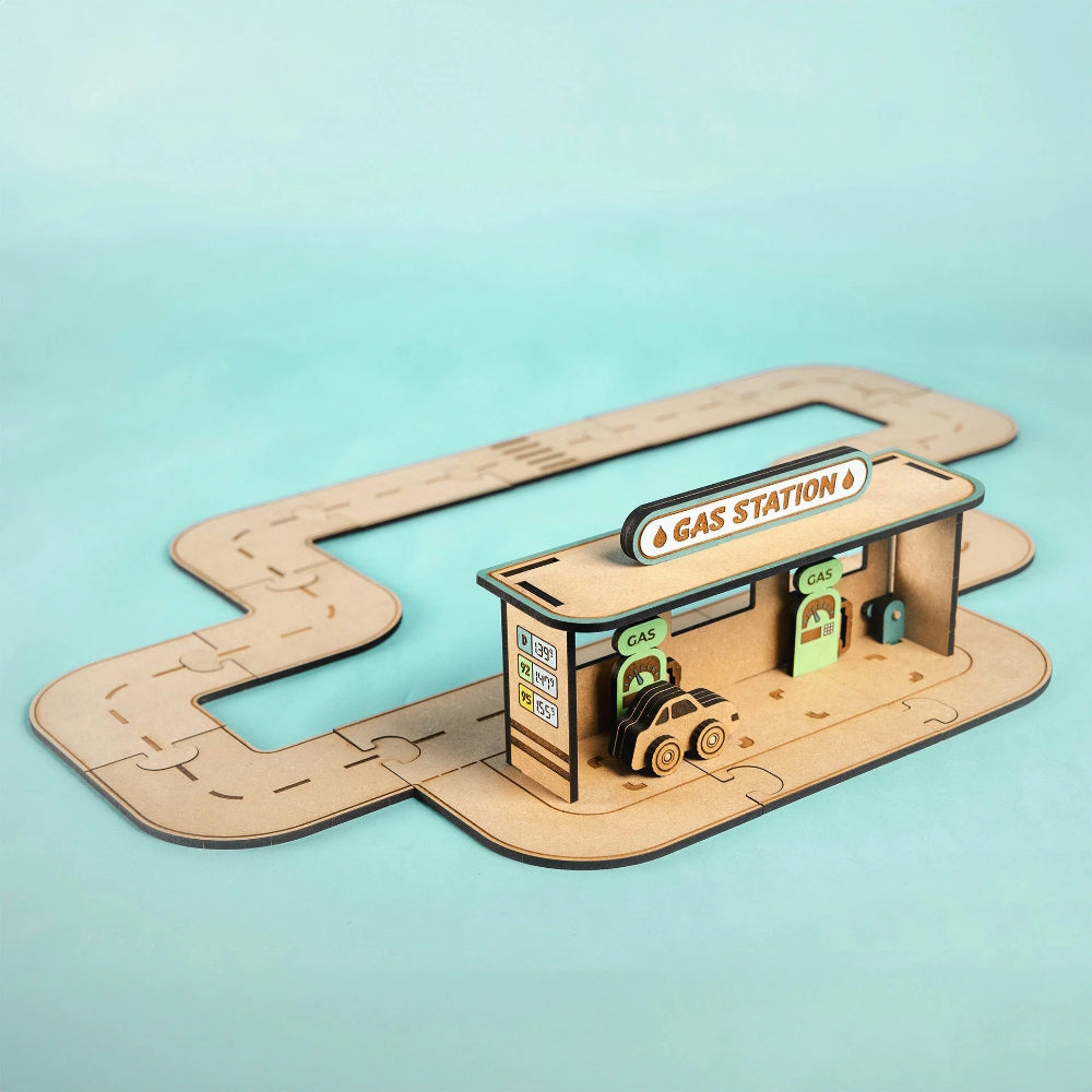 Crateit City Gas Station Wooden Toy