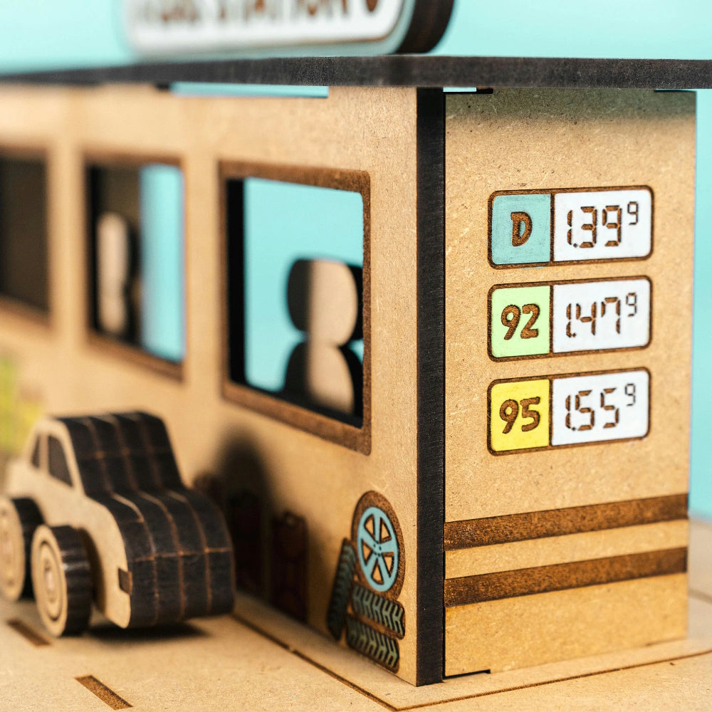 Crateit City Gas Station Wooden Toy