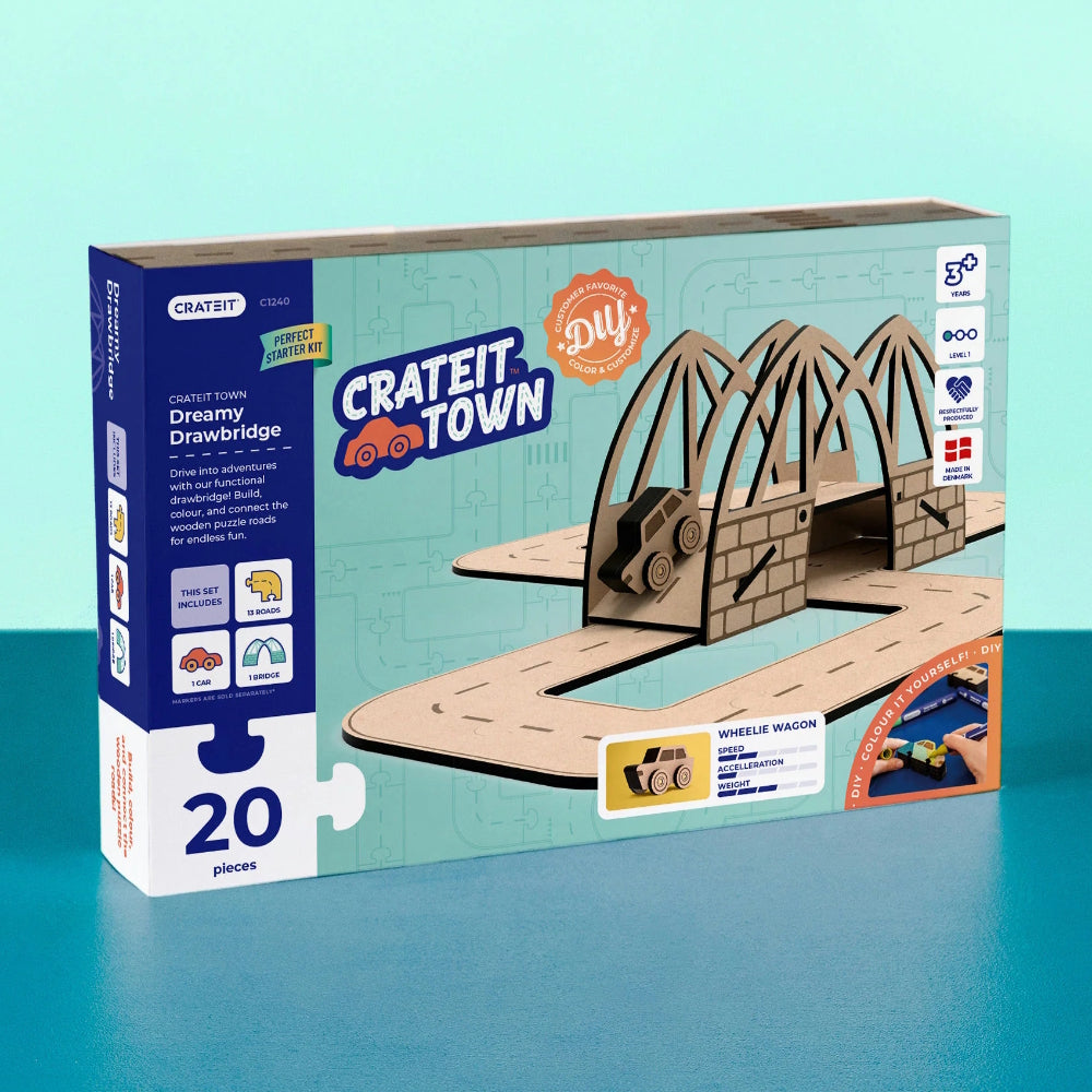 Drawbridge Funn Crateit Dreamy Drawbridge Wooden Toy – Build & Customise Bridge Fun ...