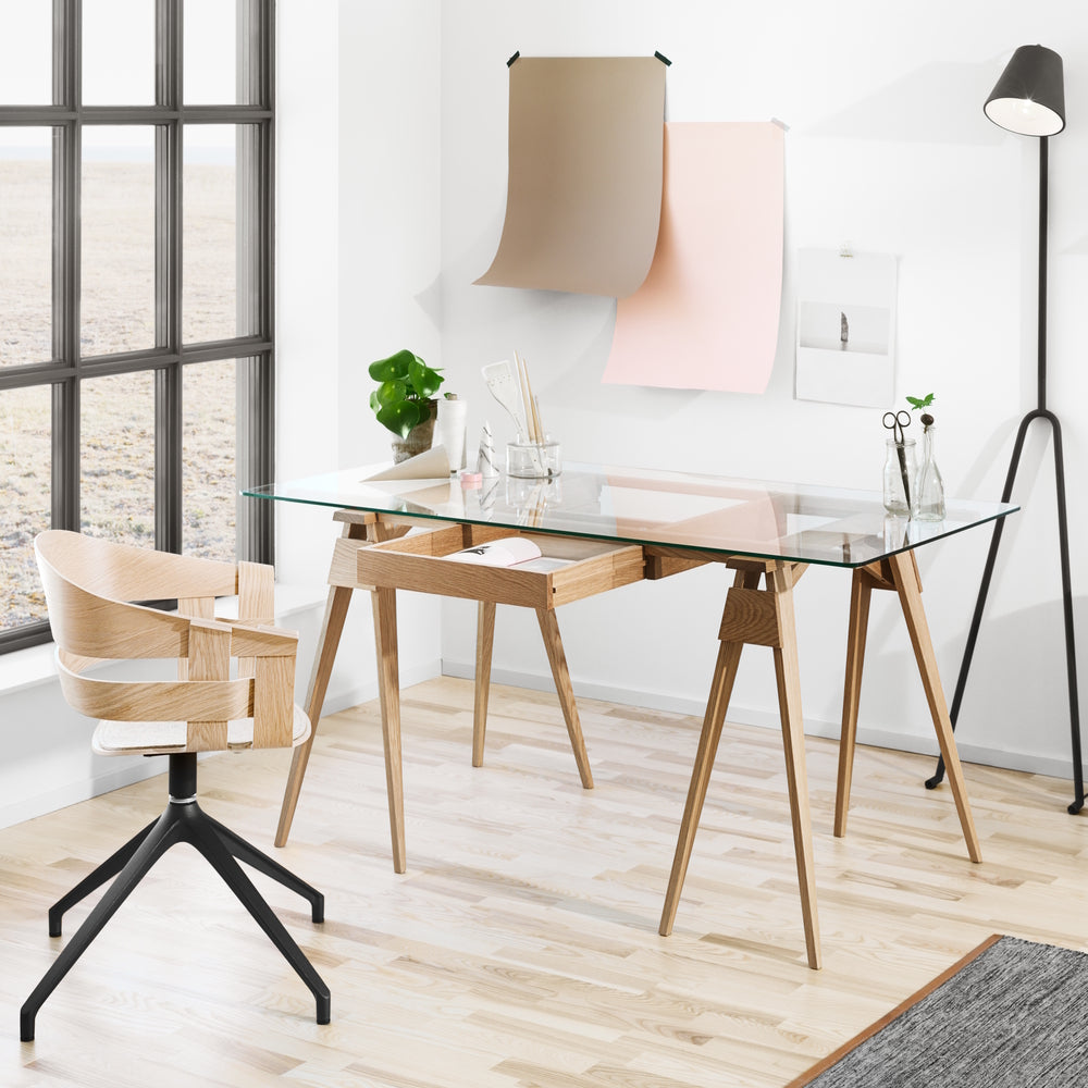 Design House Stockholm Arco Desk Oak-Glass