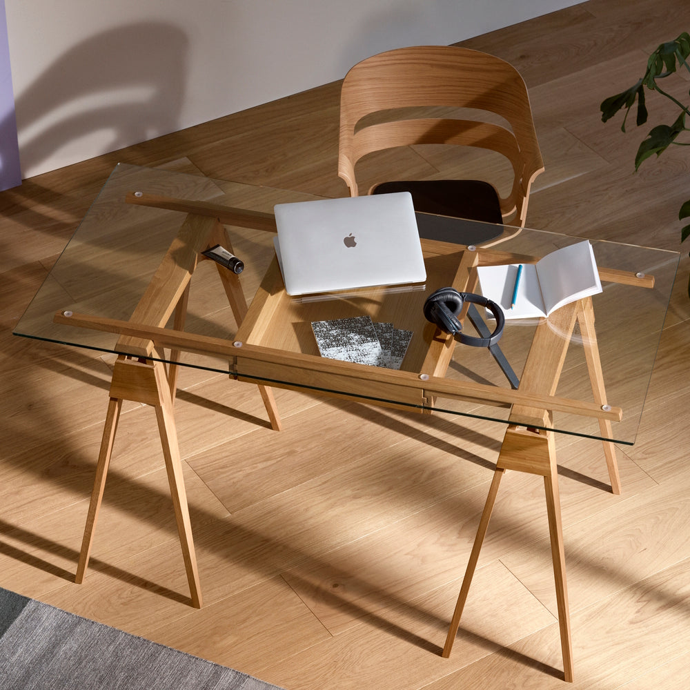Design House Stockholm Arco Desk Oak-Glass