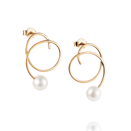 Little Curly Pearly Earrings Gold