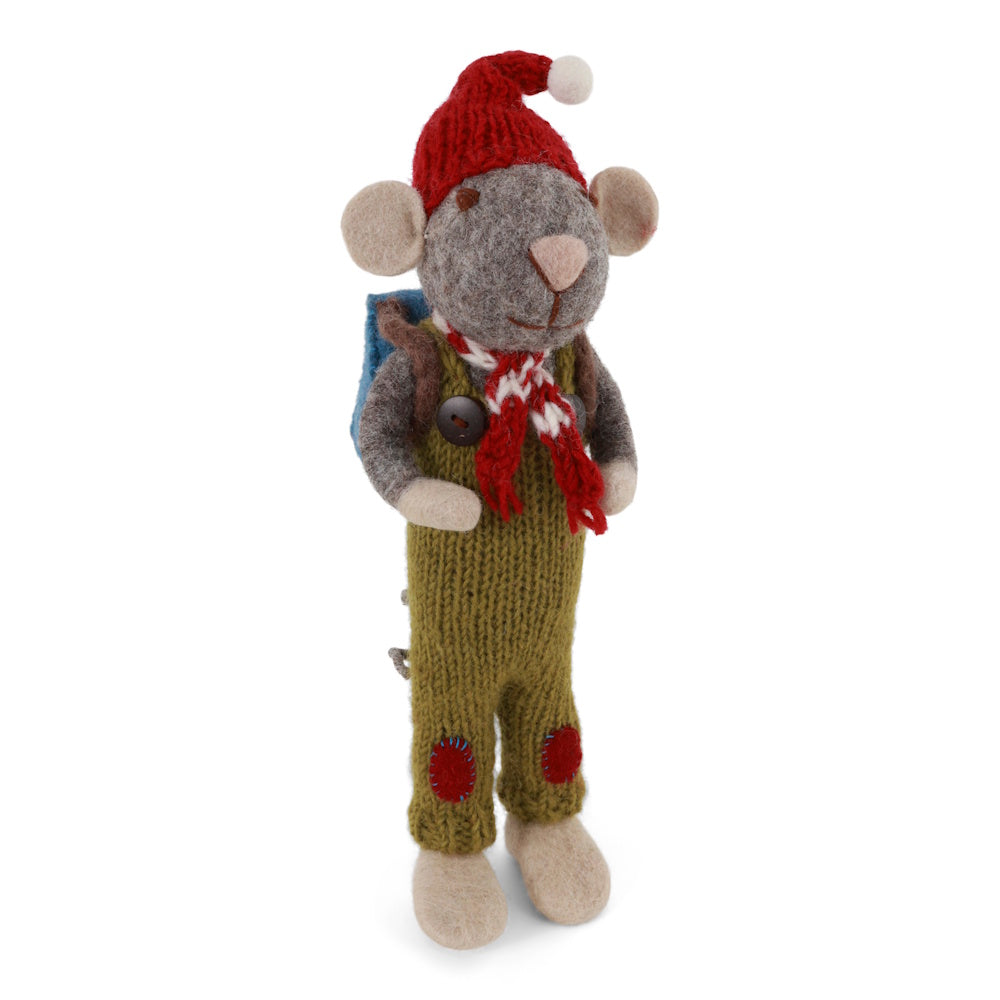 Gry & Sif Mouse Boy Big Grey with Backpack