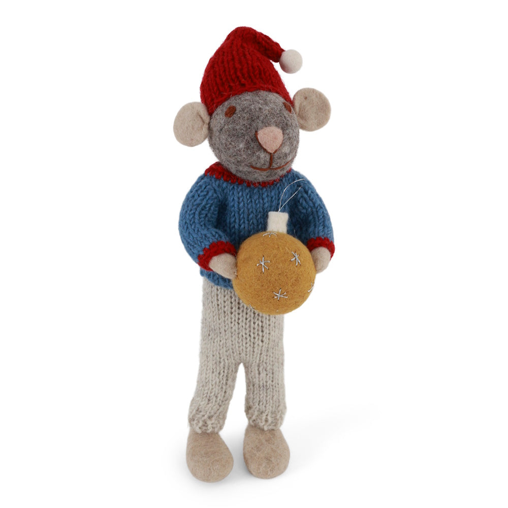 Gry & Sif Mouse Boy Big Grey with Bauble
