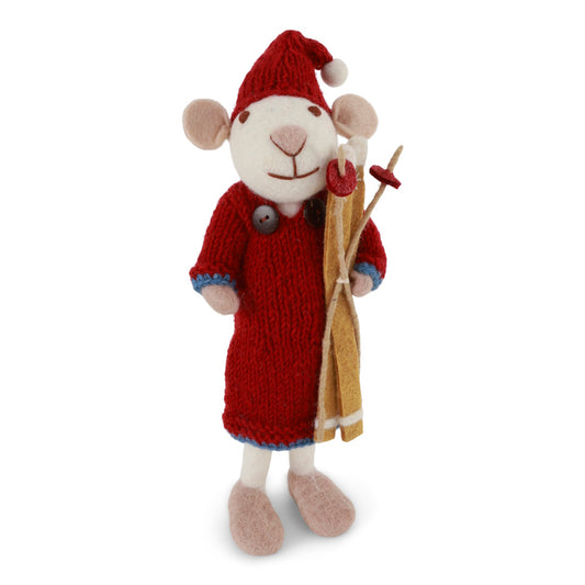 Gry & Sif Mouse Girl Big White with Skis