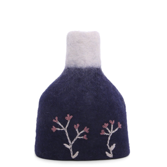 Gry & Sif Vase Felt Embroidered blue