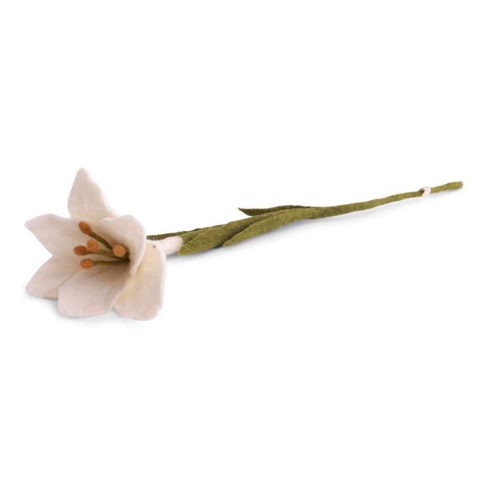Gry & Sif Trumpet Lily Felted Flower White