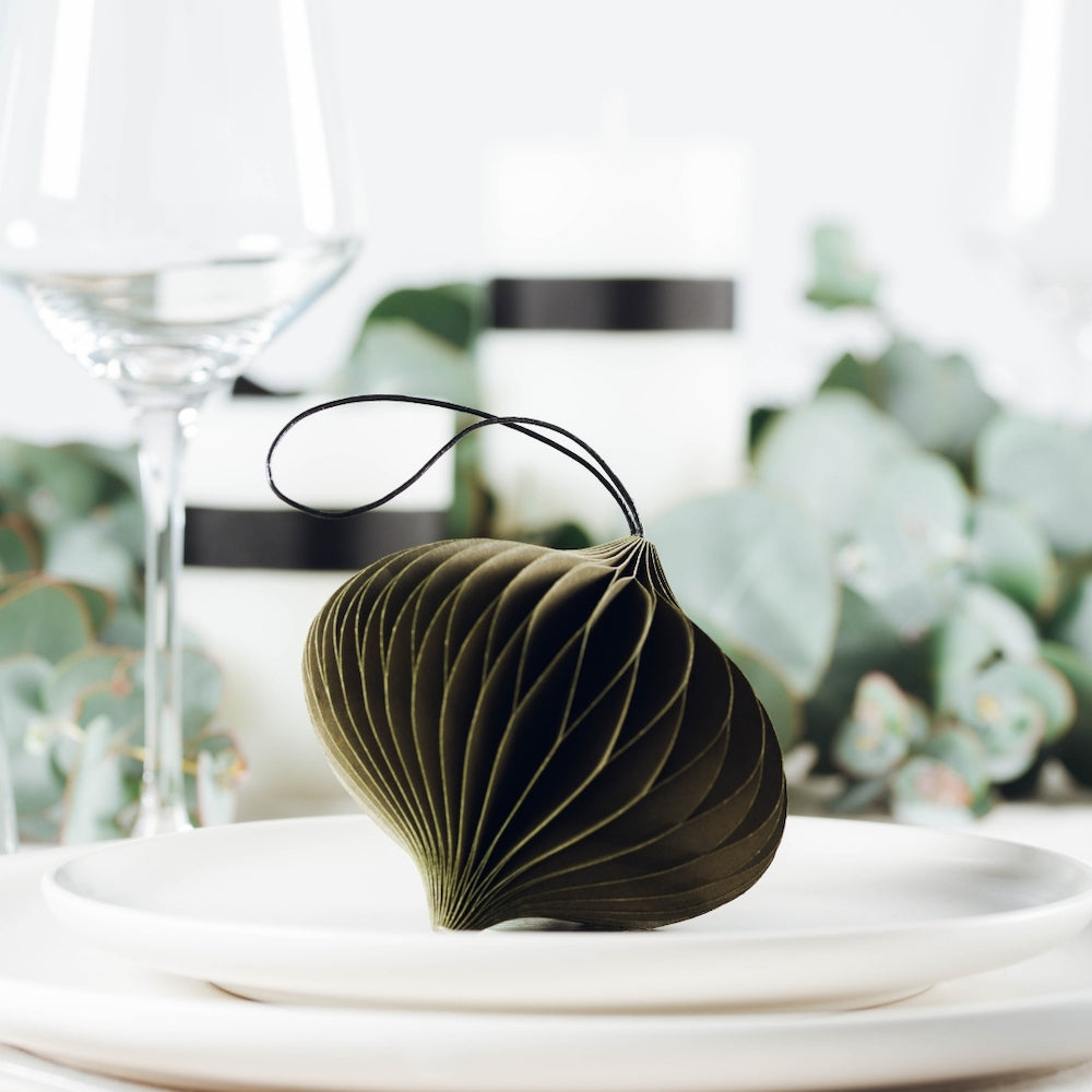 Jewel Paper Ornament Olive Green