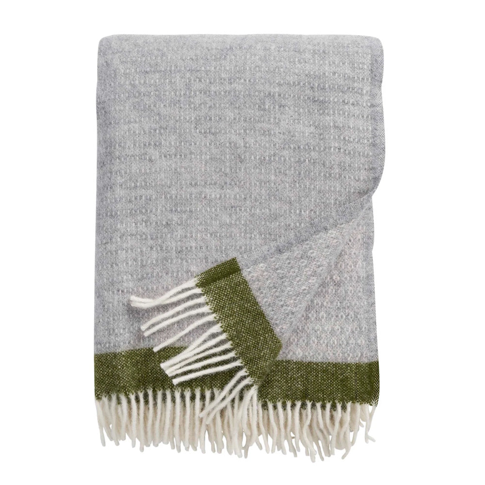 Klippan Hampus Organic Wool Blanket Grey-Avocado