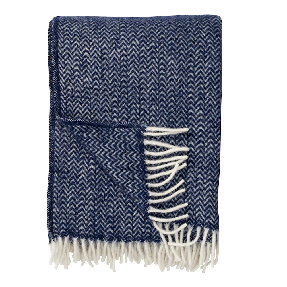 Klippan Chevron Wool Blanket dark denim