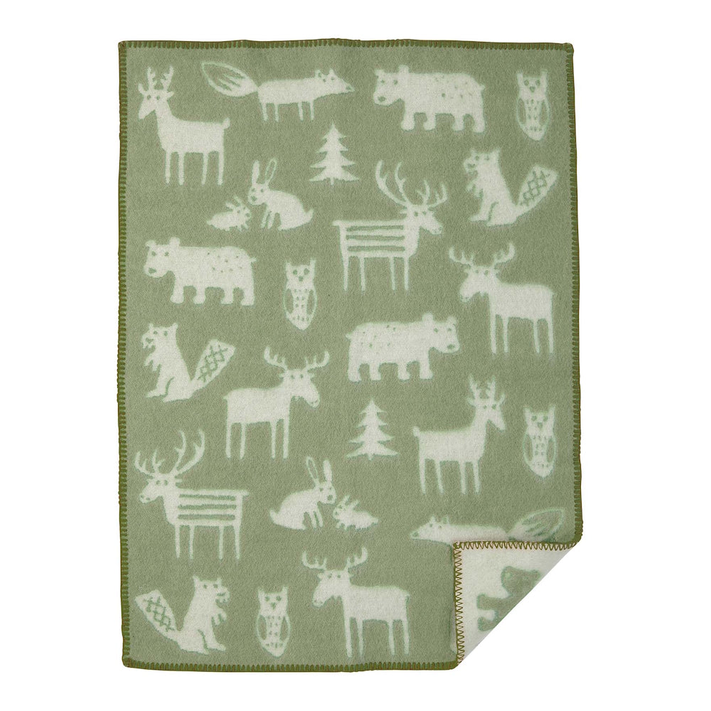 Klippan Forest Organic Wool Baby Blanket Lime