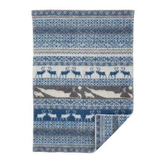 Klippan Sarek Organic Wool Baby Blanket Blue-Grey
