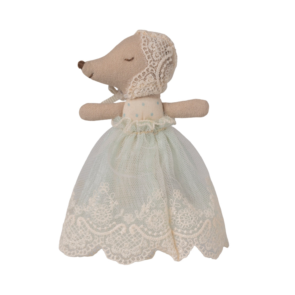 Maileg Baby Mouse in Gown Mint with Bonnet Soft Toy – Nordic
