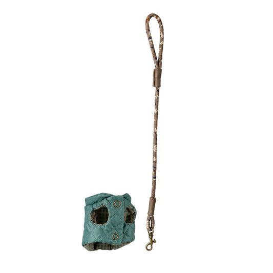 Maileg Pet Supply Harness and Leash Dark Mint