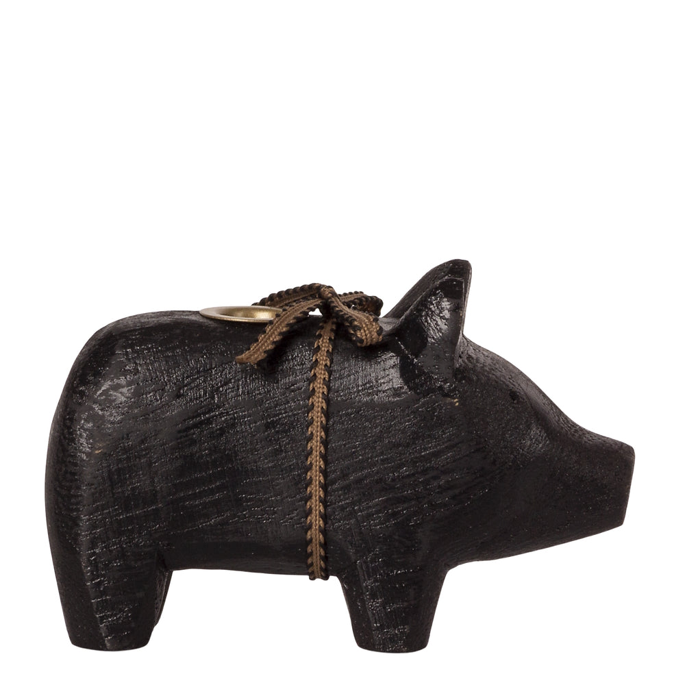 Maileg Wooden Pig Small Black
