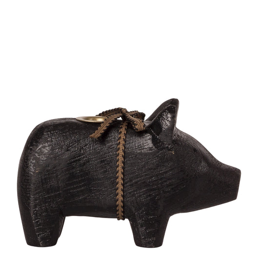 Maileg Wooden Pig Small Black