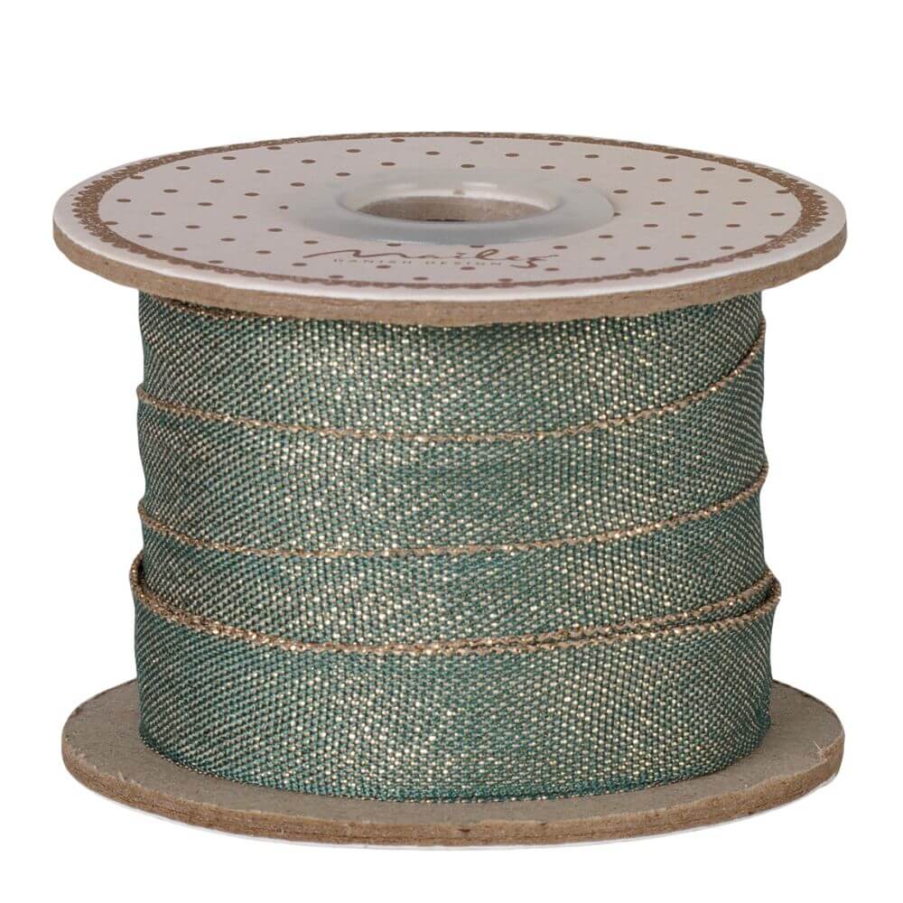 Maileg_Ribbon_13mm_width_10m_Green-Gold_1