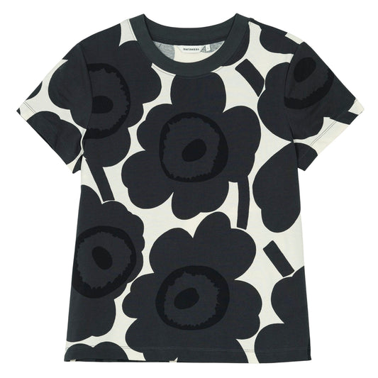 Marimekko Heleys Unikko Cotton T-Shirt Dark Grey
