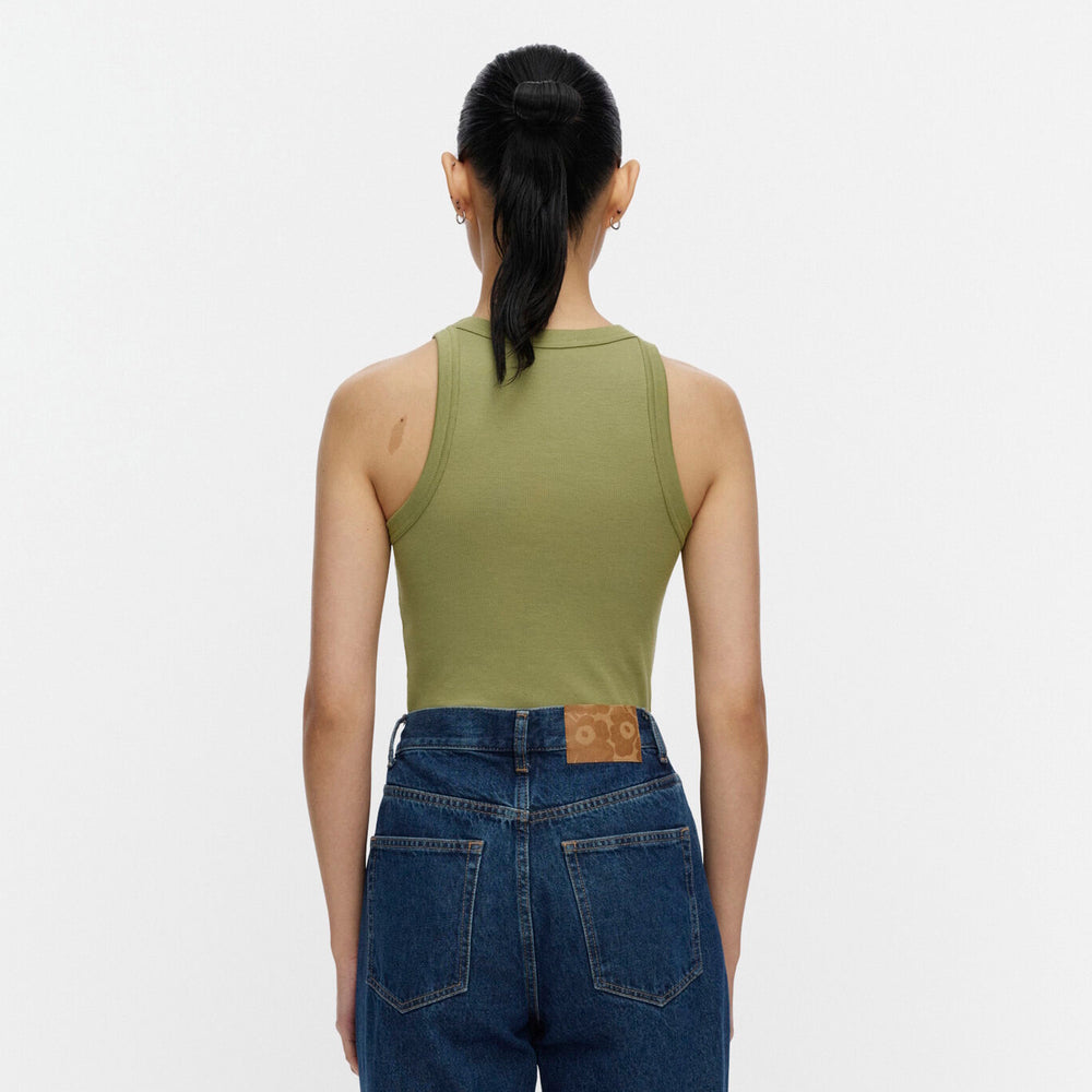Marimekko Kupla Unikko Ribbed Singlet Top Green