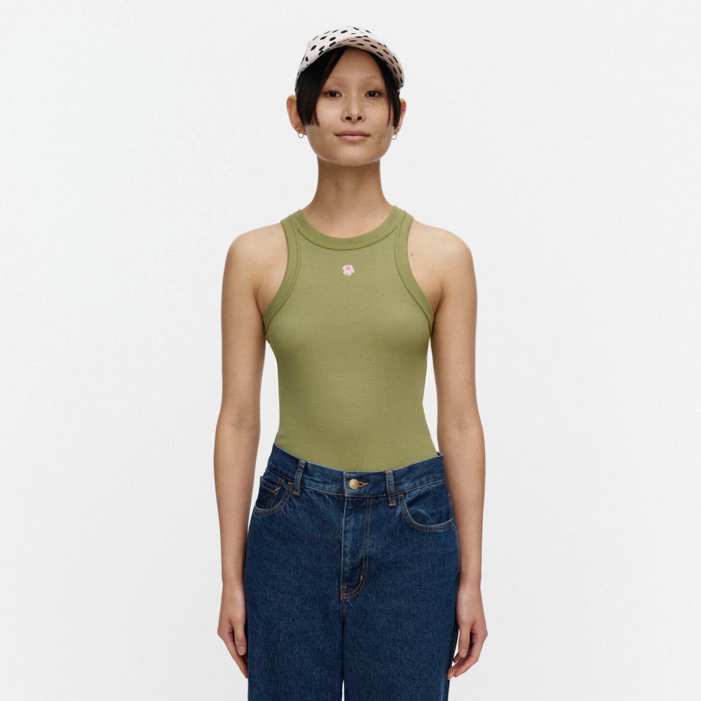 Marimekko Kupla Unikko Ribbed Singlet Top Green