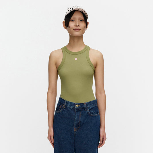 Marimekko Kupla Unikko Ribbed Singlet Top Green
