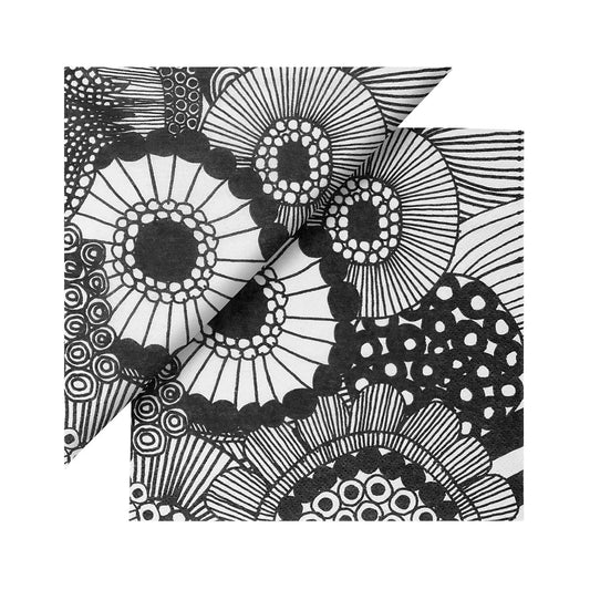 Marimekko Siirtolapuutarha Black-White Cocktail Napkin