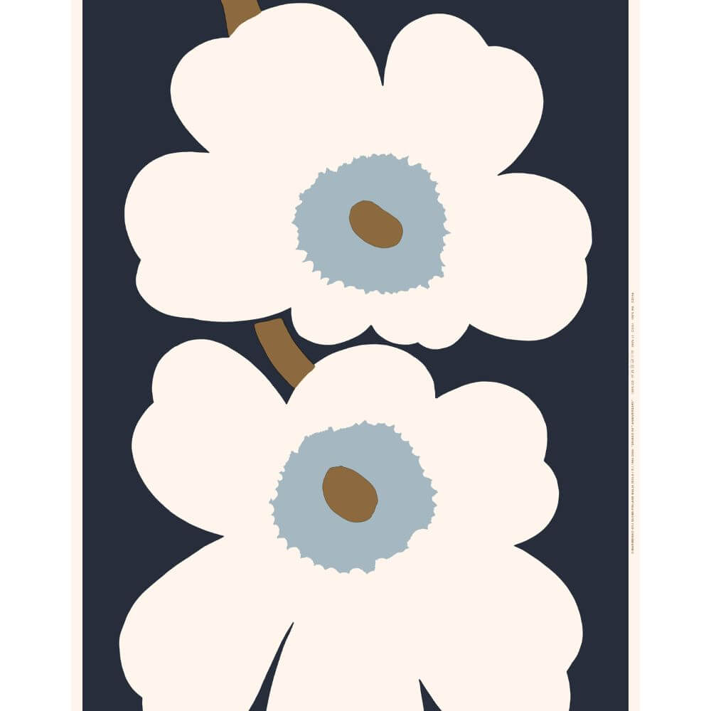 MarimekkoUnikko60thAnniversaryCottonSateenFabricBlueberry_1