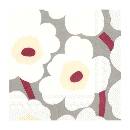 Marimekko-unikko-grey-cream-napkin