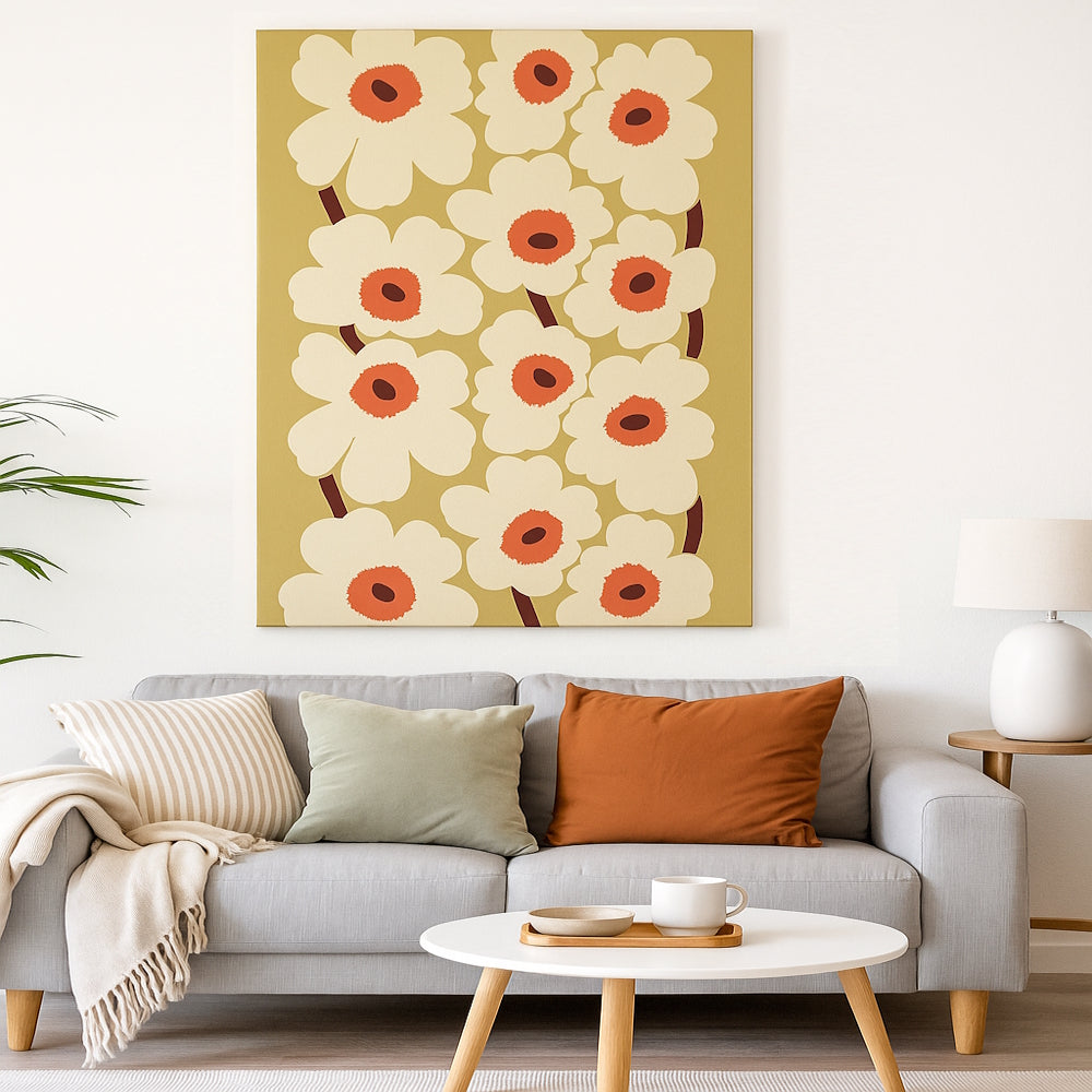 Marimekko Unikko Hemp Beige Fabric Canvas 100x120cm