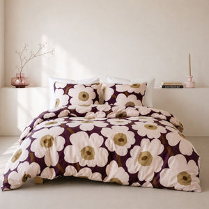 Marimekko Unikko Satin Duver Cover King Size Plum