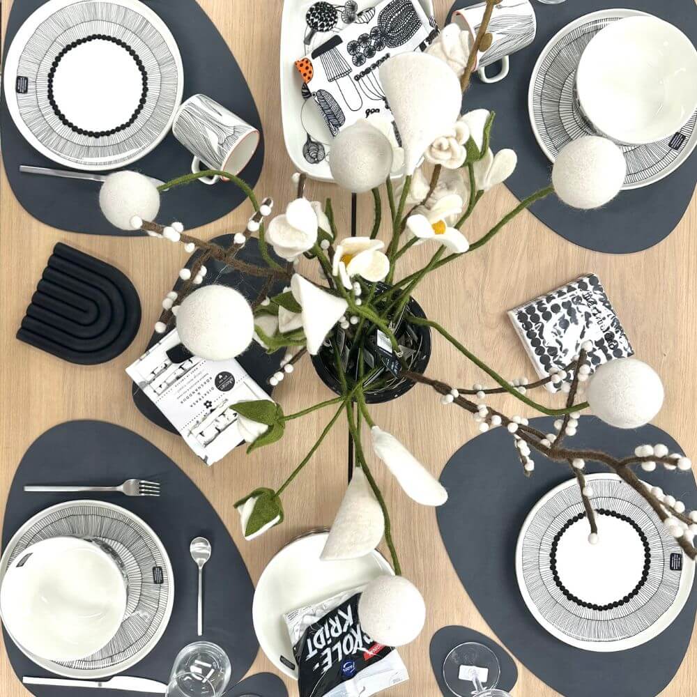 A selection of black & white Scandi products for the dining table 