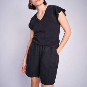 Mos Mosh Emmie Linen Bermuda Shorts Black
