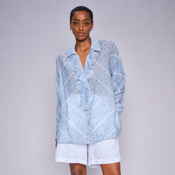 Mos Mosh Jelena Boarda Shirt – Light Blue Ruffled Blouse – Nordic