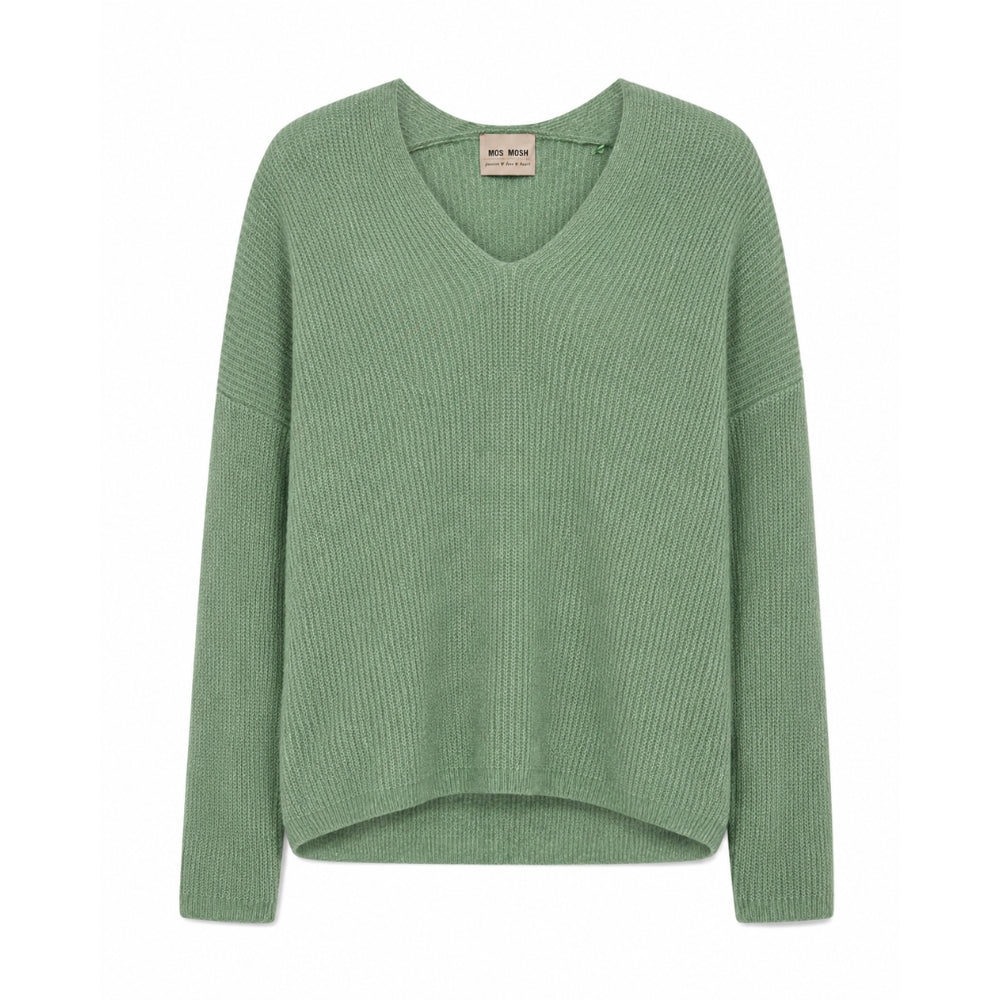 Mos_Mosh_Thora_V-Neck_Knitted_Jumper_Green3