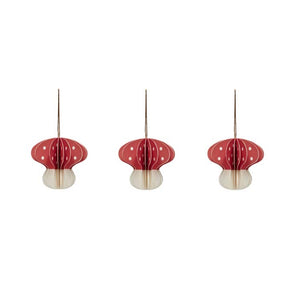OYOY Christmas Mushroom Paper Ornament 3 pack