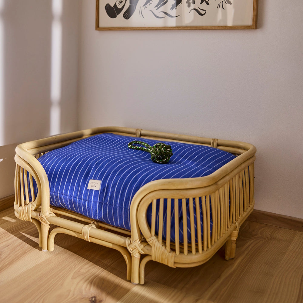 OYOY Kyoto Dog Cushion Medium Optic Blue
