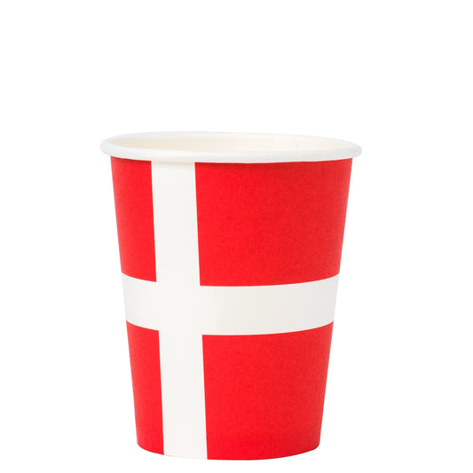 Paper Cups Danish Flag 8pack