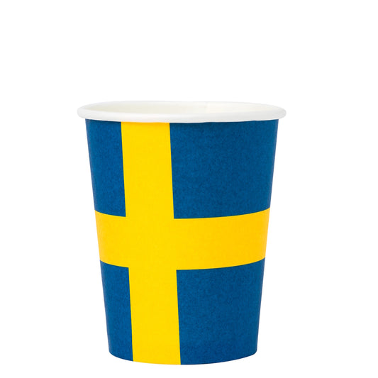 Paper Cups Swedish Flag 8pack