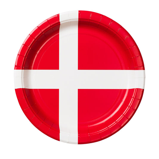 Paper Plates Danish Flag 8pack