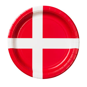 Paper Plates Danish Flag 8pack