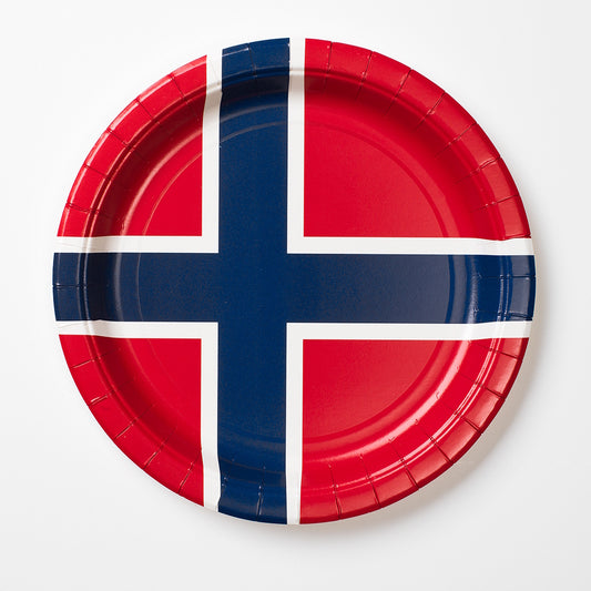 Paper Plates Norwegian Flag 8pack
