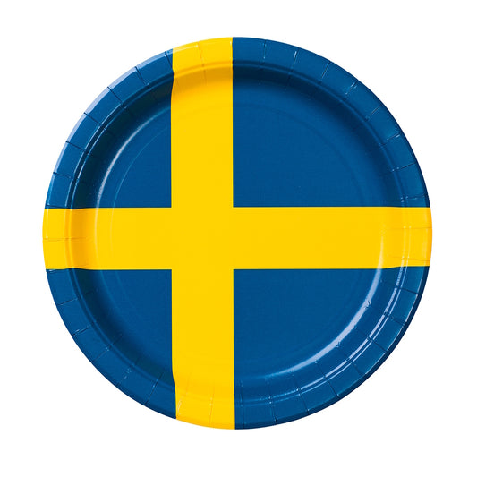 Paper Plates Swedish Flag 8pack