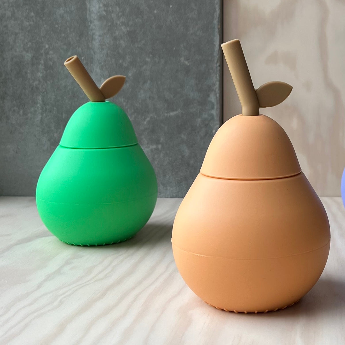 OYOY-pear-cup-2pk-apricot-green