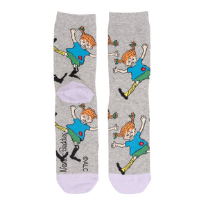 Pippi Longstocking Ladies Socks Grey