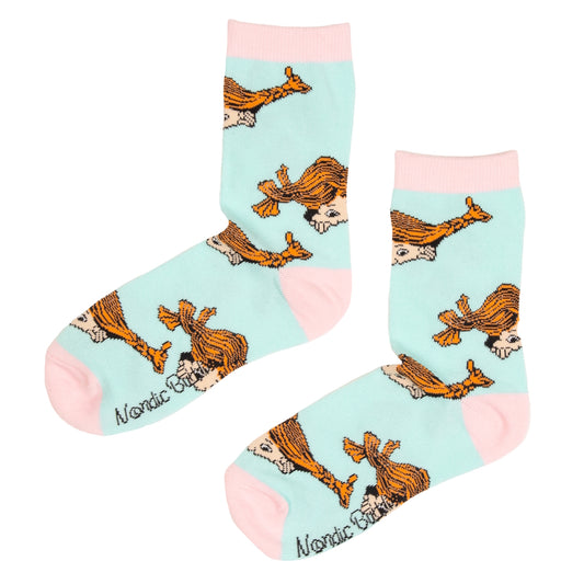 Pippi Longstocking Ladies Socks Turquoise