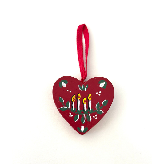 Heart Ornament Candles Red