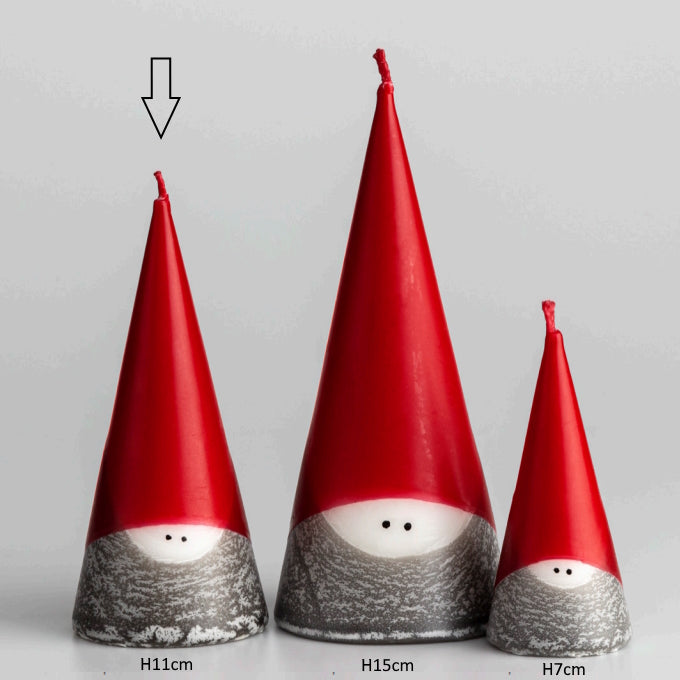 Santa Candle Cone 11cm red